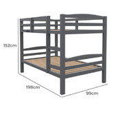 Mytopia Kingston Single Pine Wood Convertible Bunk Bed
