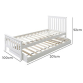 Mytopia Kingston Single Pine Wood Bed with Trundle