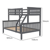 Mytopia Kingston Single Over Double Pine Wood Convertible Bunk Bed