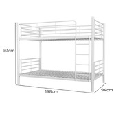 Mytopia White Kingston Single Iron Convertible Bunk Bed