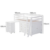 Mytopia Kingston Single Pine Wood Mid Sleeper Bed