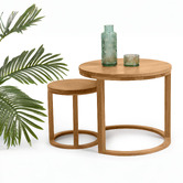 Nordic Street 2 Piece Tillich Oak Wood Nesting Side Table Set