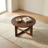 Nordic Street Anselm Round Oak Wood Coffee Table