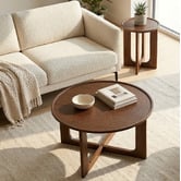 Nordic Street Anselm Round Oak Wood Coffee Table