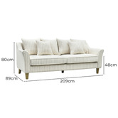Nordic Street Dean 3 Seater Striped Upholstered Sofa