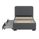 Aroya Home Quincy Faux Leather Bed with Drawers