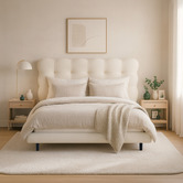 Aroya Home Laura Sherpa Floating Bed with LED