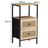 Aroya Home Luna 2 Drawer Rattan Bedside Table