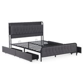 Aroya Home Grey Taylor Bed with Drawers &amp; Charging Station
