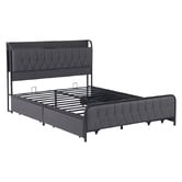 Aroya Home Grey Taylor Bed with Drawers &amp; Charging Station