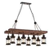 Gild &amp; Glow Allen Rectangle Pine Wood 8 Light Pendant
