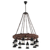 Gild &amp; Glow Allen Wheel Pine Wood 8 Light Pendant