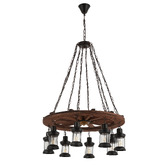 Gild &amp; Glow Allen Wheel Pine Wood 8 Light Pendant