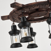 Gild &amp; Glow Allen Wheel Pine Wood 6-Light Pendant Light