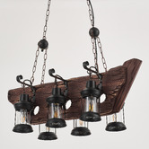Gild &amp; Glow Debra Ship Pine Wood 6-Light Pendant Light