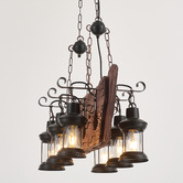 Gild &amp; Glow Debra Ship Pine Wood 6-Light Pendant Light