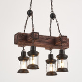 Gild &amp; Glow Allen Cross Pine Wood 4-Light Pendant Light