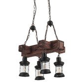 Gild &amp; Glow Allen Cross Pine Wood 4-Light Pendant Light