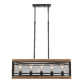 Gild &amp; Glow Caldwell Wood &amp; Iron 5 Light Pendant