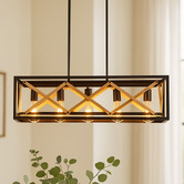 Gild &amp; Glow Alphonse Wooden Linear 5 Light Pendant