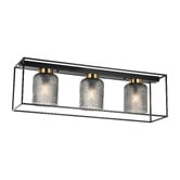 Gild &amp; Glow Simmons Iron &amp; Glass 3-Light Flush Mount Ceiling Light