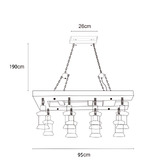 Gild &amp; Glow Allen Rectangle Pine Wood 8 Light Pendant