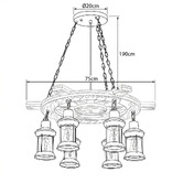 Gild &amp; Glow Allen Wheel Pine Wood 6-Light Pendant Light