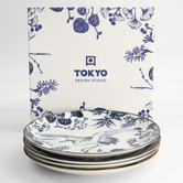 Tokyo Design Studio 4 Piece Flora Japonica Porcelain Dinner Plate Set