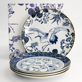 Tokyo Design Studio 4 Piece Flora Japonica Porcelain Dinner Plate Set