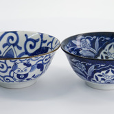 Tokyo Design Studio 4 Piece Kawaii Cat Neko Swirl Bowl &amp; Chopsticks Set