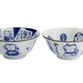 Tokyo Design Studio 4 Piece White Kawaii Cat Neko Bowl &amp; Chopsticks Set