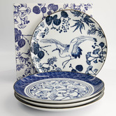 Tokyo Design Studio 4 Piece Flora Japonica Porcelain Dinner Plate Set