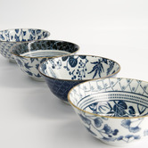 Tokyo Design Studio 4 Piece Flora Japonica Porcelain Tayo Bowl Set