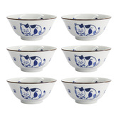 Tokyo Design Studio White Kawaii Cat Neko 14.9cm Porcelain Tayo Bowls
