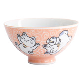 Tokyo Design Studio Pink Kawaii Fish and Cat 11.4cm Porcelain Bowls