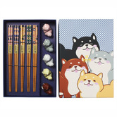 Tokyo Design Studio 5 Pair Bamboo Chopsticks with Dog Rests Gift Set