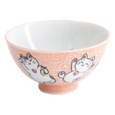 Tokyo Design Studio Pink Kawaii Fish and Cat 11.4cm Porcelain Bowls
