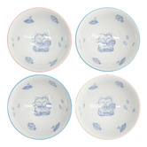 Tokyo Design Studio 4 Piece Kawaii Maneki-Neko Cat 11.3cm Porcelain Bowl Set