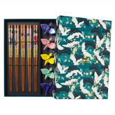 Tokyo Design Studio 5 Pair Bamboo Chopsticks with Crane Rests Gift Set