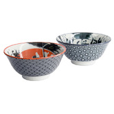 Tokyo Design Studio 4 Piece Asakusa Samurai &amp; Ninja Porcelain Bowl &amp; Chopstick Set