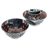 Tokyo Design Studio 4 Piece Asakusa Geisha &amp; Matsuri Porcelain Bowl &amp; Chopstick Set