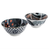 Tokyo Design Studio 4 Piece Asakusa Geisha &amp; Matsuri Porcelain Bowl &amp; Chopstick Set