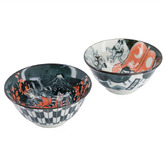Tokyo Design Studio 4 Piece Asakusa Kabuki &amp; Sumo Porcelain Bowl &amp; Chopstick Set