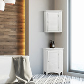 Teamson Home Glancy 572mm Matte White Wall Hung Corner Bathroom Cabinet