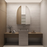 Elm &amp; Arc Massey 900mm Matte White Arch Mirrored Shaving Cabinet with Glass Shelves