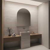 Elm &amp; Arc Massey 900mm Matte White Arch Mirrored Shaving Cabinet with Glass Shelves