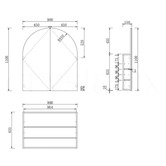 Elm &amp; Arc Massey 900mm Matte White Arch Mirrored Shaving Cabinet with Glass Shelves