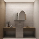 Elm &amp; Arc Massey 1200mm Matte White Arch Mirrored Shaving Cabinet with Glass Shelves