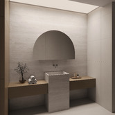 Elm &amp; Arc Massey 1200mm Matte White Arch Mirrored Shaving Cabinet with Glass Shelves