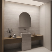 Elm &amp; Arc Massey 750mm Matte White Arch Mirrored Shaving Cabinet with Glass Shelves